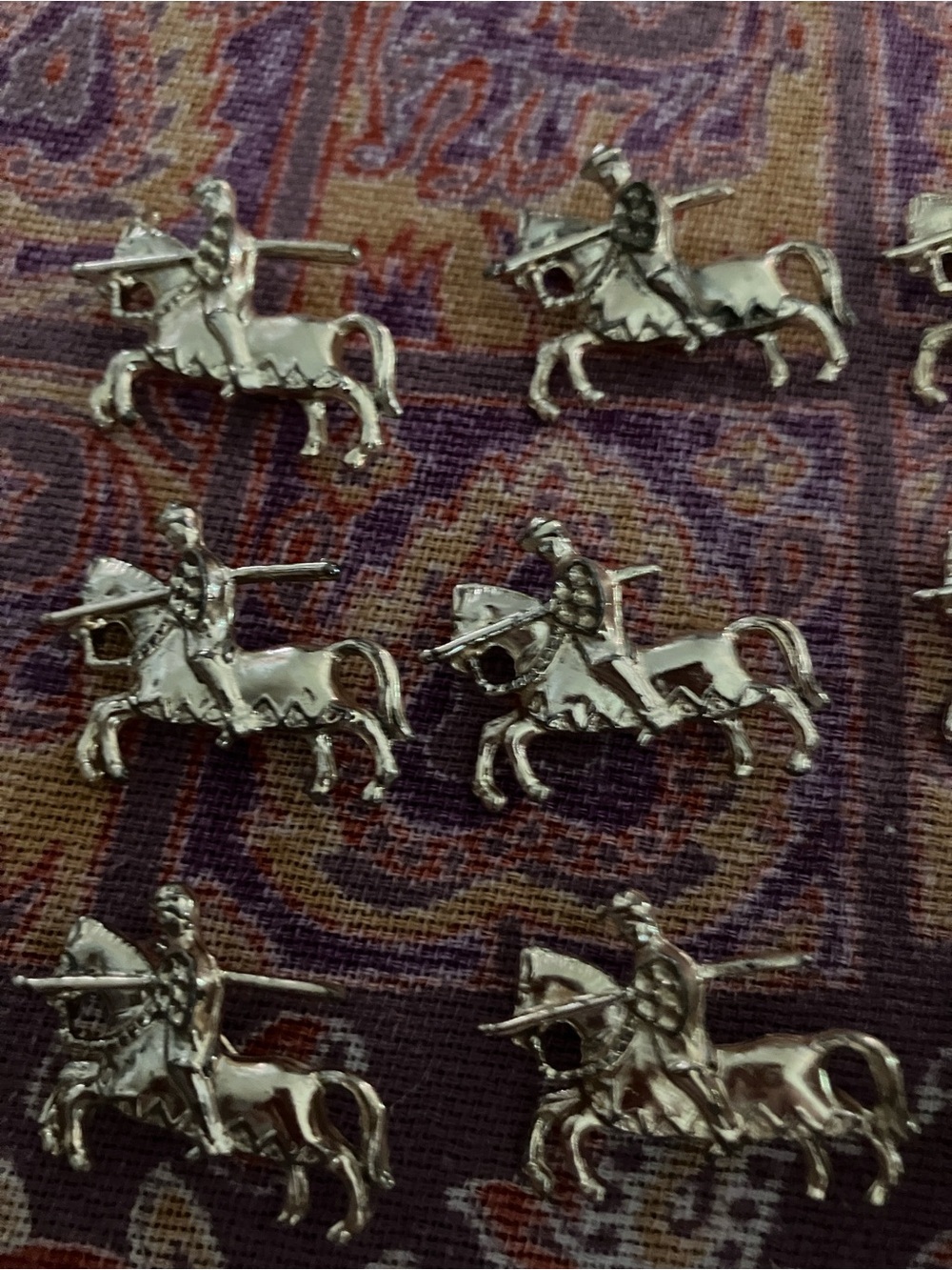 9 Medival Knight Jousting  on Horseback  Pins -  Lot of 9